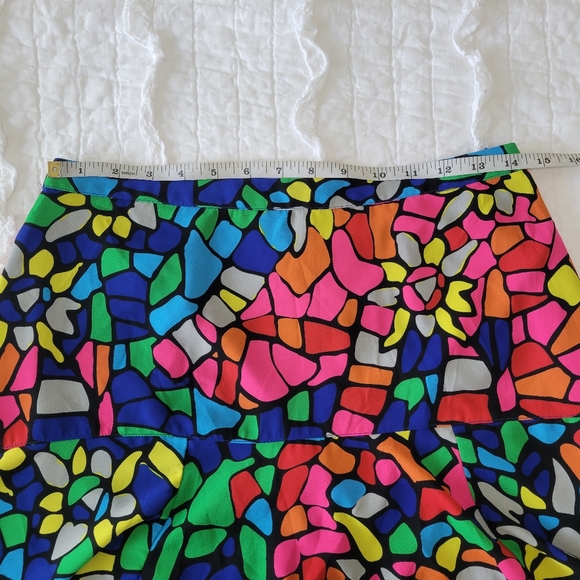 L'Amour Nanette Lepore Heart Mosaic  Stained Glass High Low Skirt L Like New - Picture 6 of 12